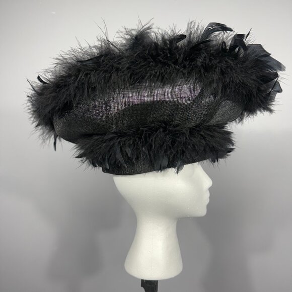 Elegant Black Straw and Feathers hat.